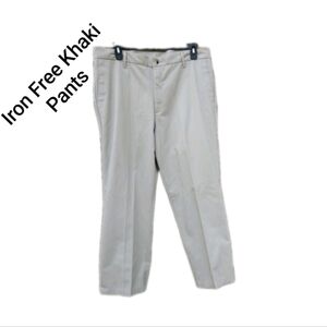 👖Men's Khaki Pants 38X29 Iron Free Premium Classic Fit Flat Front